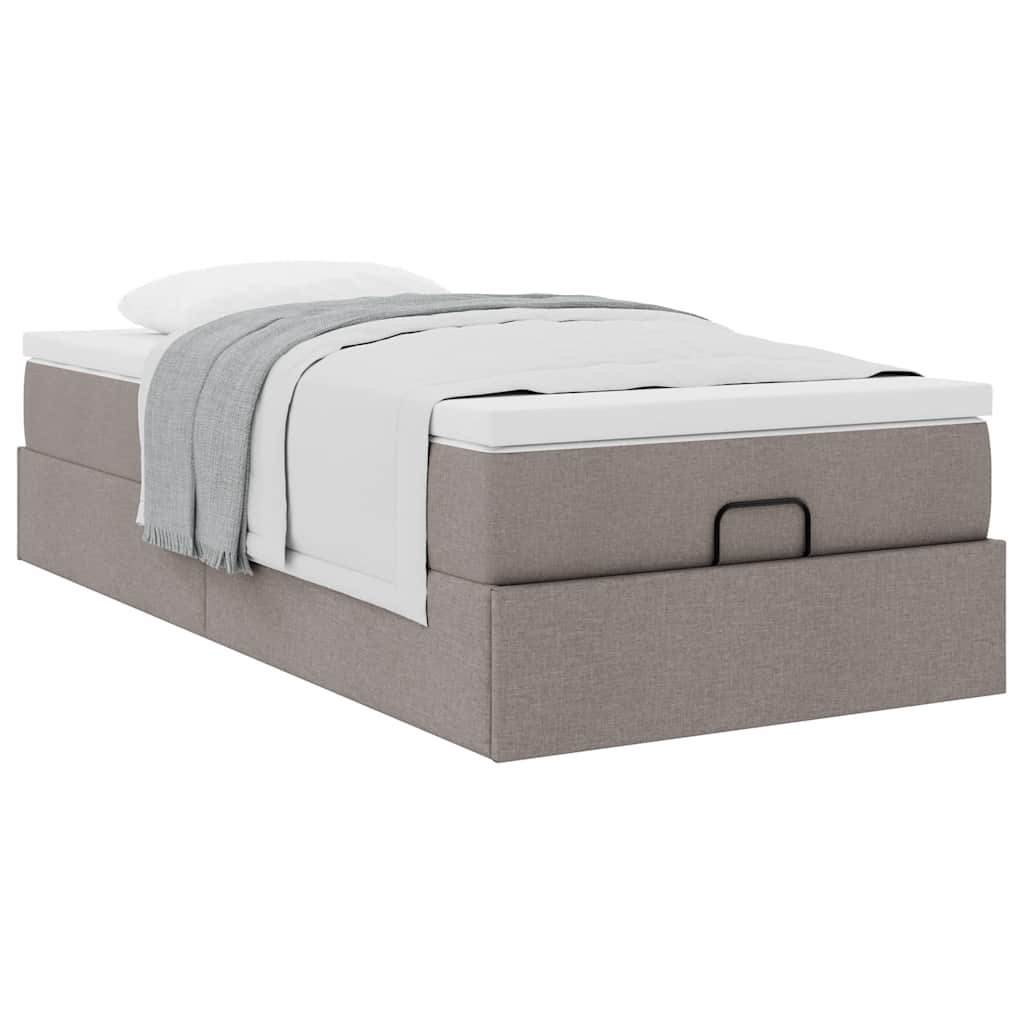 Ottoman Bed with Mattress Taupe 100x200 Cm Fabric