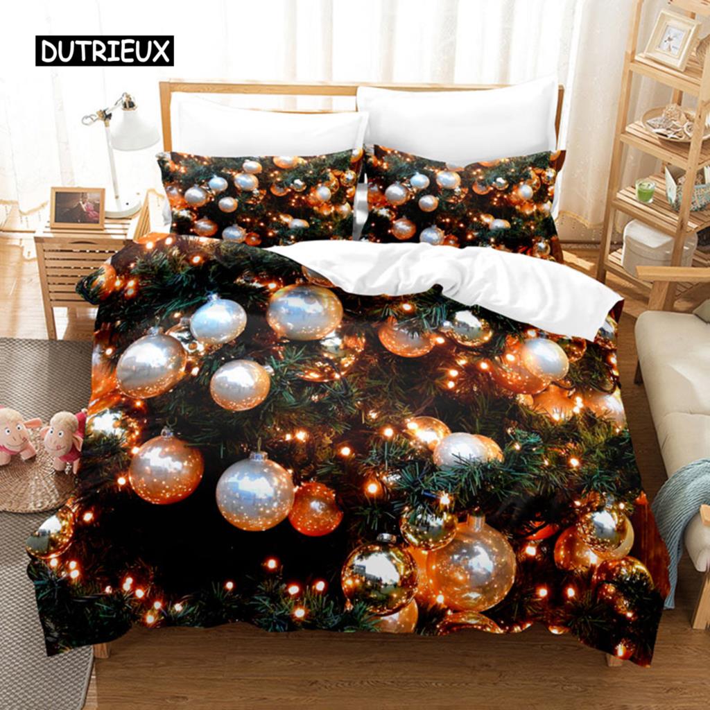 Noel Yatak Takımı Nevresim Polyester Yorgan Kılıfı Yastık Kılıfı 3D Queen King Çift Full İkiz Tek 3 Parça 2 Parça Yatak Odası