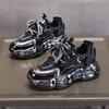 Black dad shoes women's 2025 spring new mesh lightweight breathable super fire thick-soled printed fried street sneakers