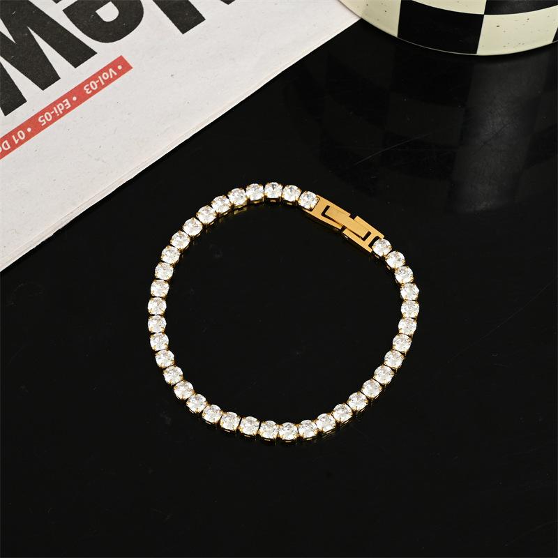 Trend Light Luxury Silver Zircon Bracelet Titanium Steel Does Not Fade, Men's Same Street Eye-catching Fashion Match