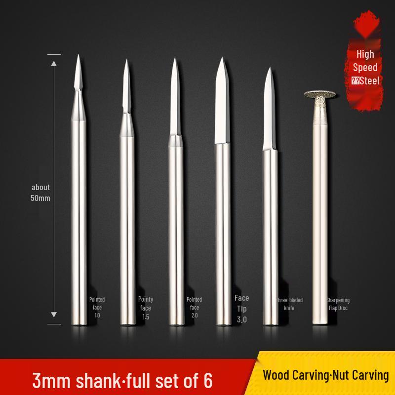 Weißer Stahl Elektrisches Schnitzmesser- und Fräser-Set für Holz- und Nussgravur