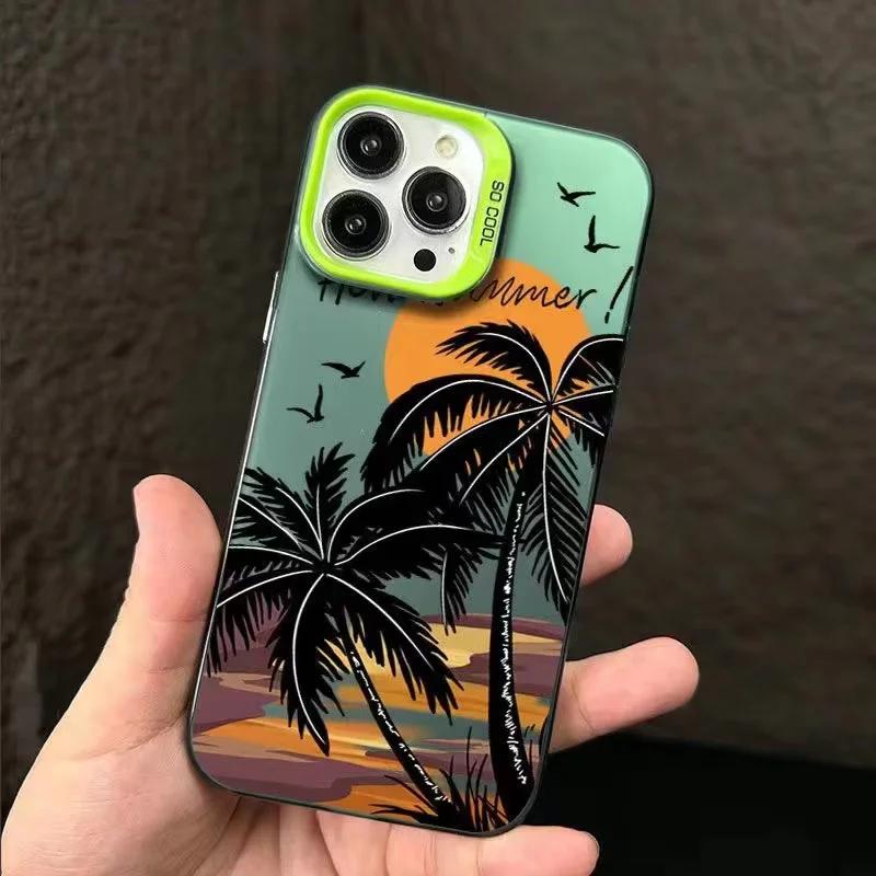 Kokospalme Silberne Handyhülle Für iPhone 11 12 13 14 15 Pro Max X XR XS Max 7 8 15 Plus SE Sommerlandschaft Stoßfeste Hartschale