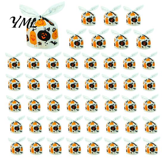 Clear Plastic Snack Pouches for Retail 48 Pcs Halloween Candy Bags, Kids Trick or Treat Goodie Cute Rabbit Portable Bags School Events Ear Small Gift