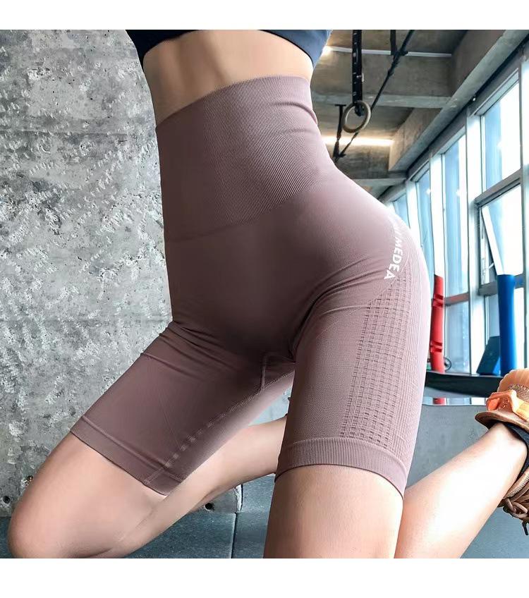 

Бесшовные шорты для йоги с высокой талией и эффектом контроля живота, облегающие ягодицы Medium