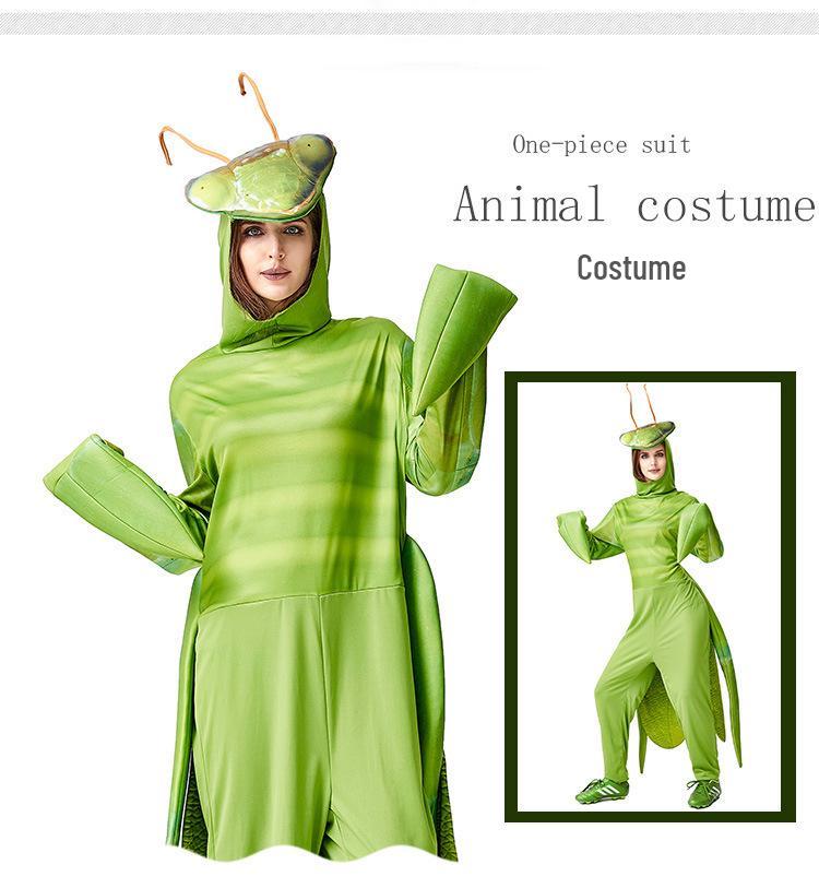 Unisex Praying Mantis Jumpsuit Costume for Halloween, Carnival, and Party Performances