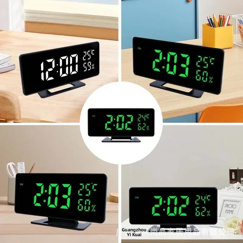 For Bedside For Travel LED Alarm Clock Modern Clock With Humidity Monitor Home Decoration Triple Alarm Function