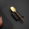 Black Ebony Bamboo Tea Spoon Long Handle Copper Hammered Spoon Tea Leaf Scoop Tea Accessories