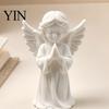 Stable Wide Base Angel Decoration 3D Printed Praying Statue, Elegant Matte White Cherub Figurine with Detailed Drop Resistant Odor Free Decor