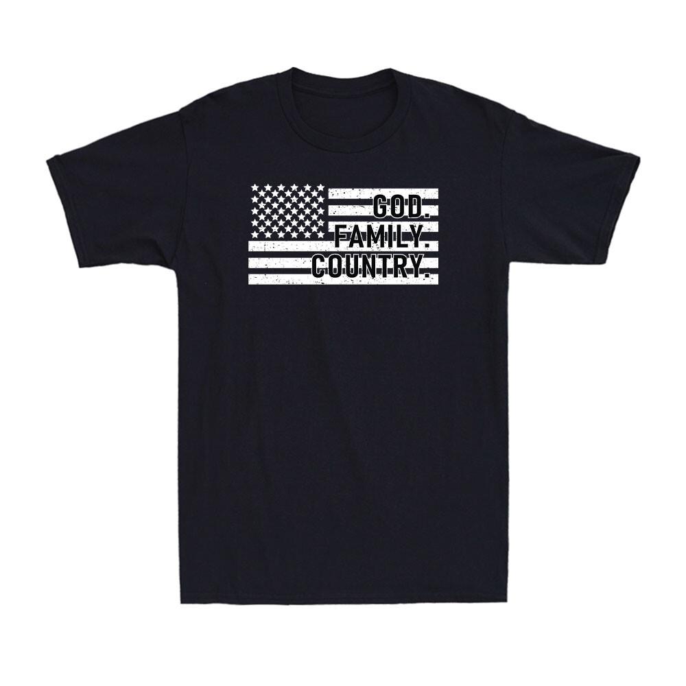 God Family Country with Patriotic American Flag Distressed Vintage Unisex's T-Shirt