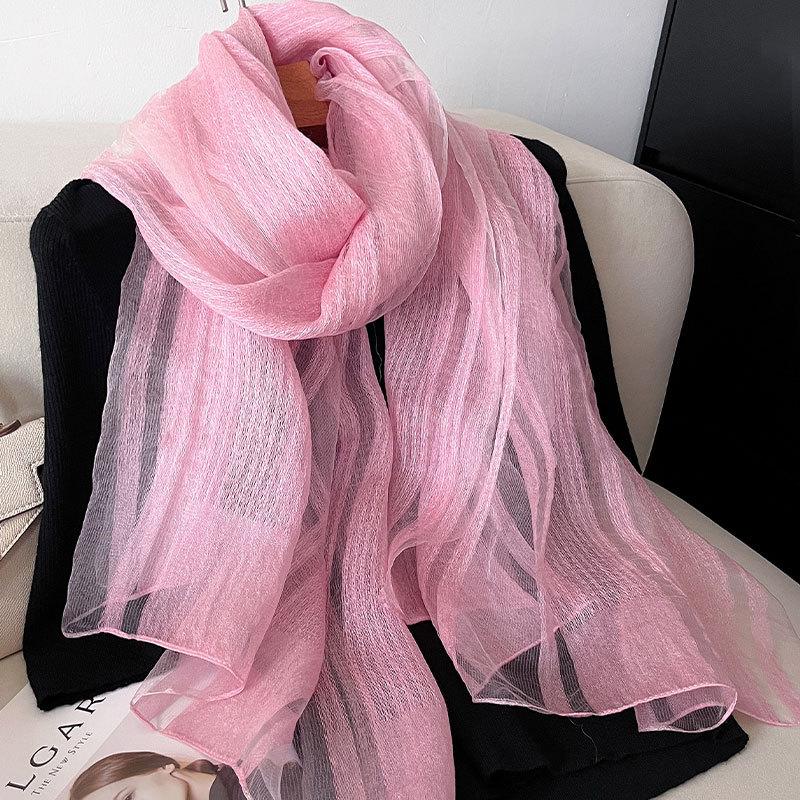 Silk Blended Light and Thin Yarn Women's Spring and Summer Sunscreen Shawl Silk Scarf Versatile Decorative Long Scarf Elegant Fashion Scarf