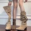 Boots Pile Western New Cowboy Boots Autumn Khaki Boots Small Retro Women's Boots High Boots
