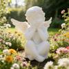 Cute Winged Statue Resin Figurine Indoor Outdoor Ornament for Garden Lawn Yard Nightstand Desktop
