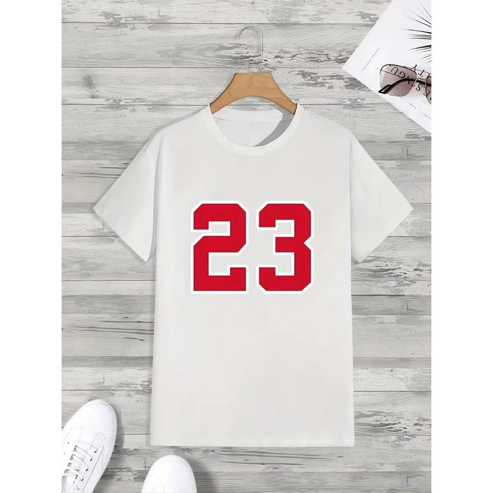 100% pure cotton men's summer loose size casual 23 printed comfortable and breathable round neck short sleeved T-shirt top