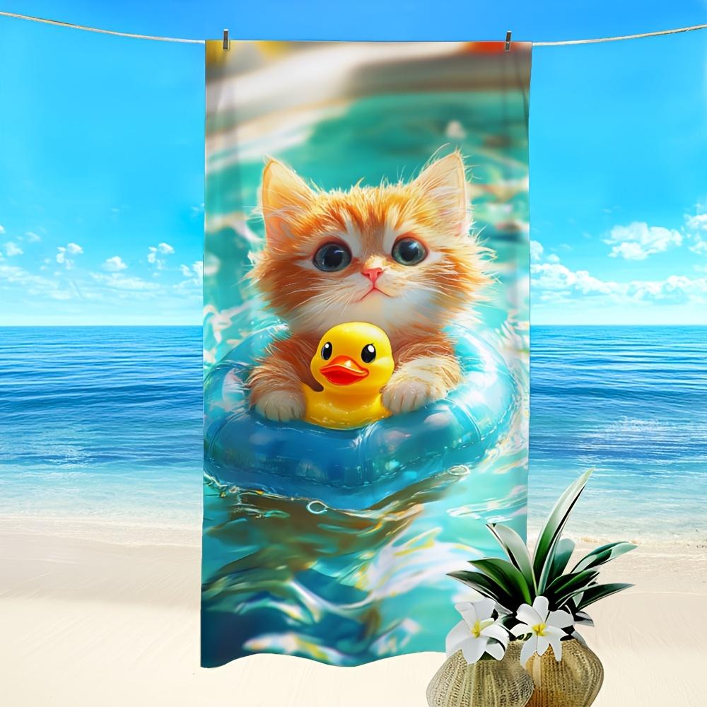 

Cute Cat Printed Microfiber Quick Dry Towel, Super Soft for Beach Pool Bath Yoga Camping W40*H60(CM)
