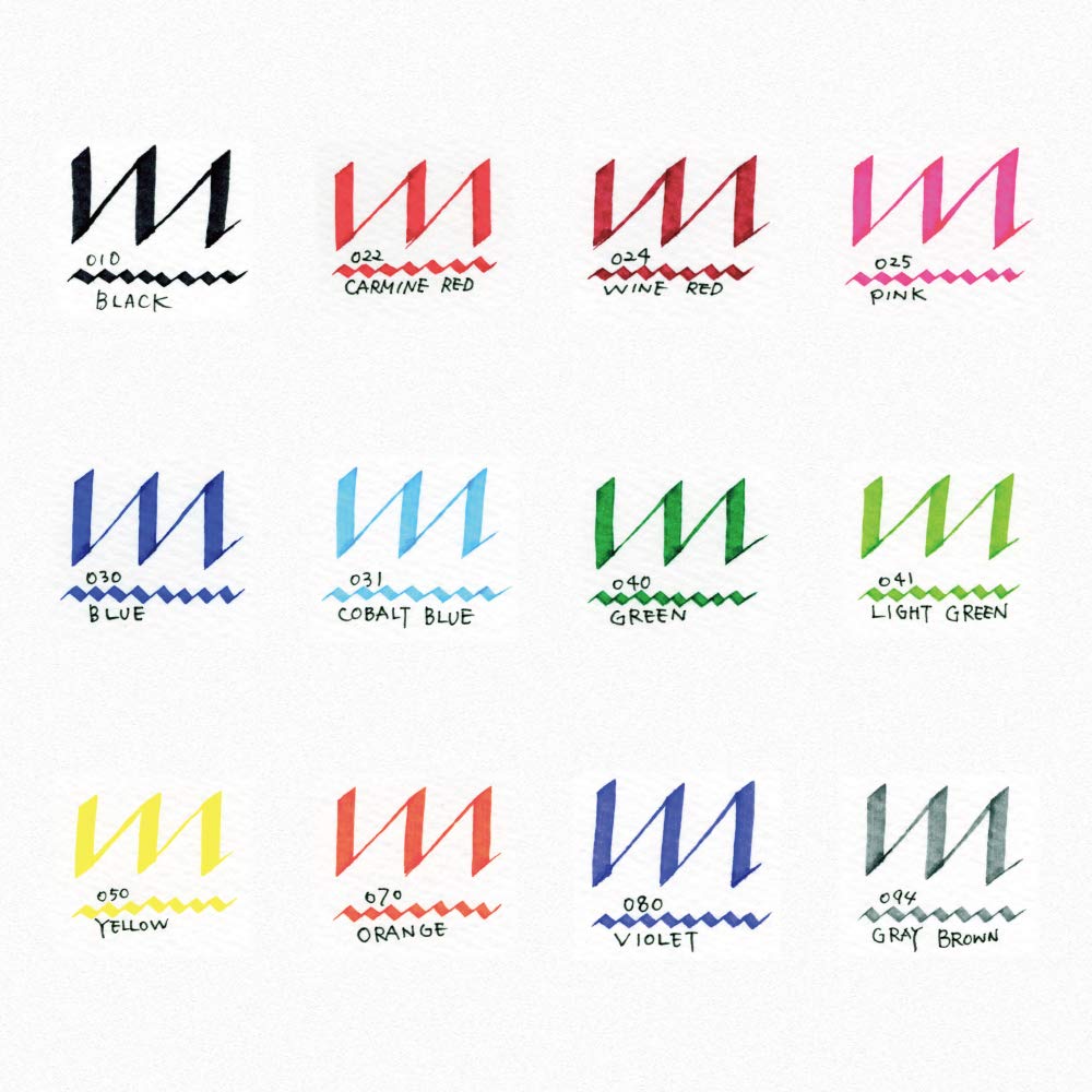 Kuretake ZIG Calligraphy II Water-Based Pens, 12 Colors Set, Model TC-3100/12V