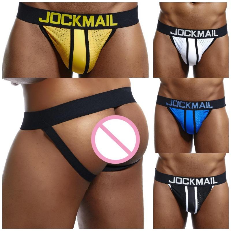 Jockstraps JOCKMAIL Fashion Low-Rise Contrasting Breathable Mesh Fabric Men's Thong Underwear