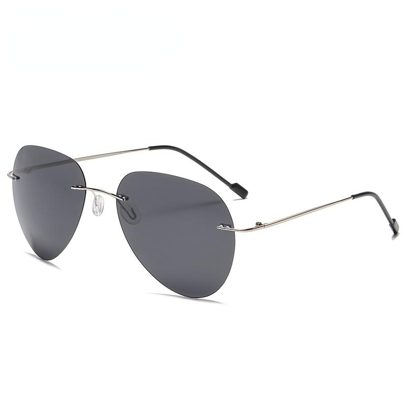 High Quality Male Ultralight Titanium Pochromic Lens Sunglasses Rim-Free Aviation Style Design Night Vision Spectacles