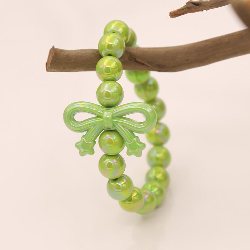 Colorful Acrylic Beaded Bracelet with Bowknot Charm for Girls