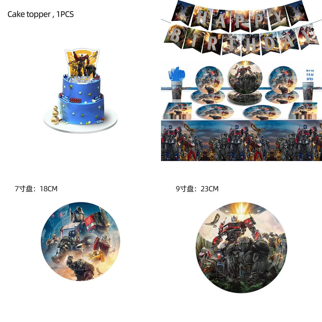 Transformers Party Decorations Colorful Tableware Set With Plates Napkins And Tablecloth