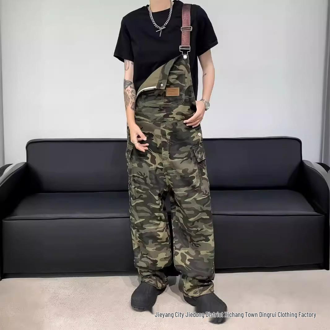 

Men s American Retro Camouflage Wide-Leg Pants Small