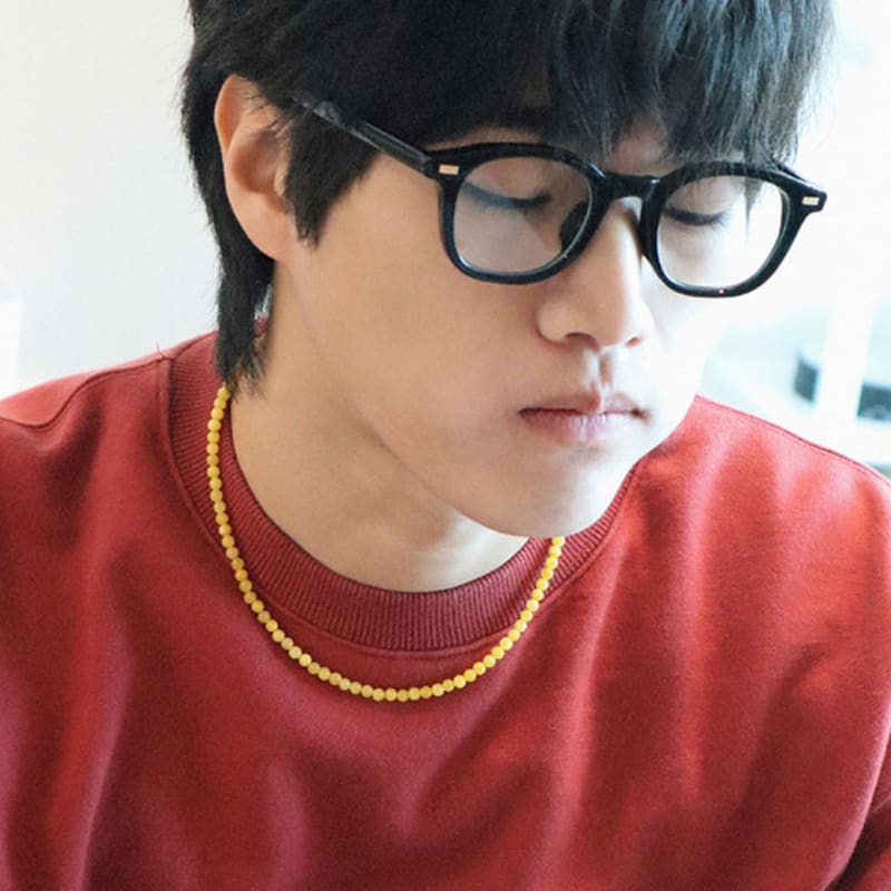 BICYCLE TROPHY BT Gemstone Necklace 13 (4mm Filled Jade Yellow)