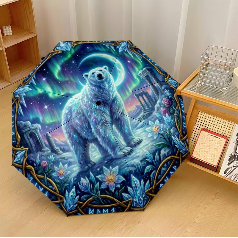 

Icy Dragon vs Polar Bear Printed umbrella windproof folding umbrella portable sun and rain umbrella suitable for gifting