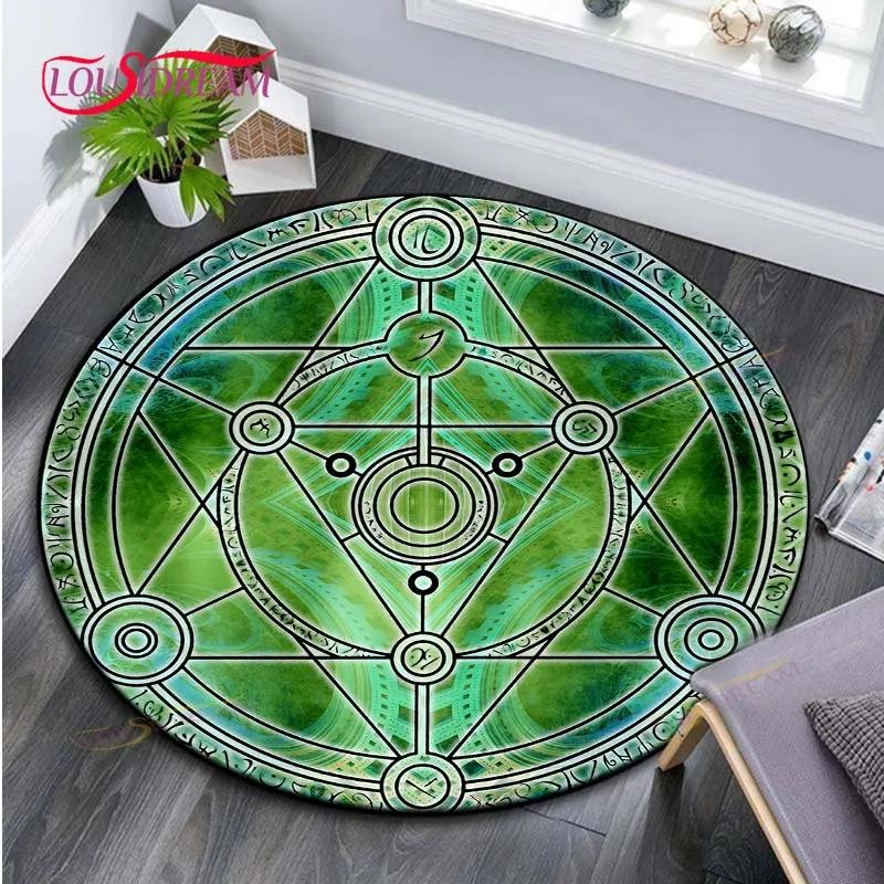 Cartoon Magische Cirkel Tapijt Huis Decoratief Rond Tapijt Zacht Mode Vloerkleden Slaapkamer Antislip Vloermat Stoelmat Boos Tapijt