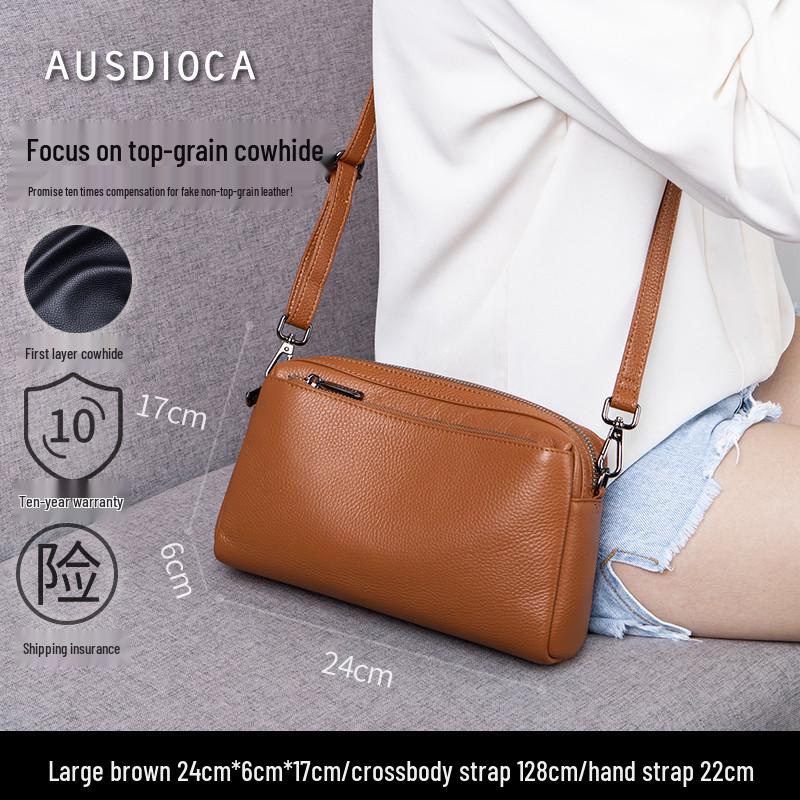 2025 Summer Women's Cowhide Crossbody Phone Bag - Soft Leather, Large Capacity Clutch & Shoulder Bag