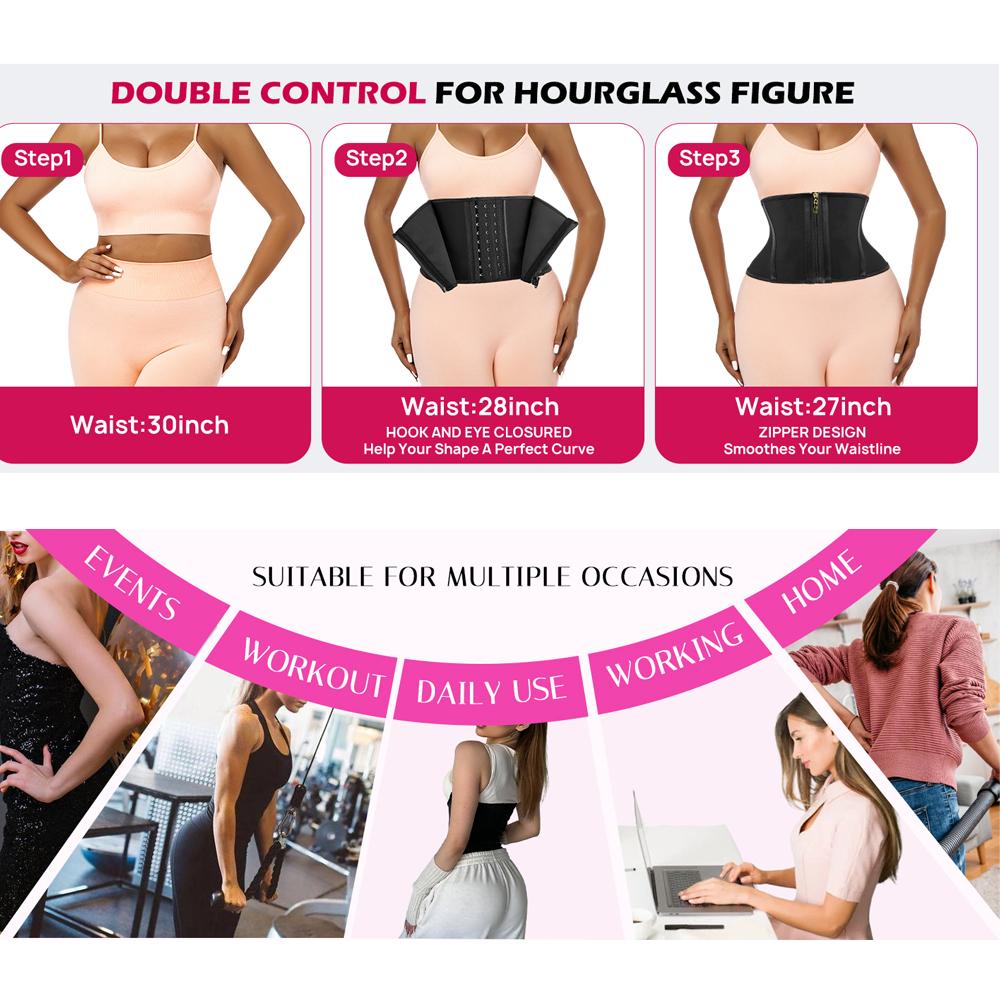 Waist Trainer For Women Tummy Control Workout Waist Cincher Corset Shapewear Body Shaper Zipper And Hooks