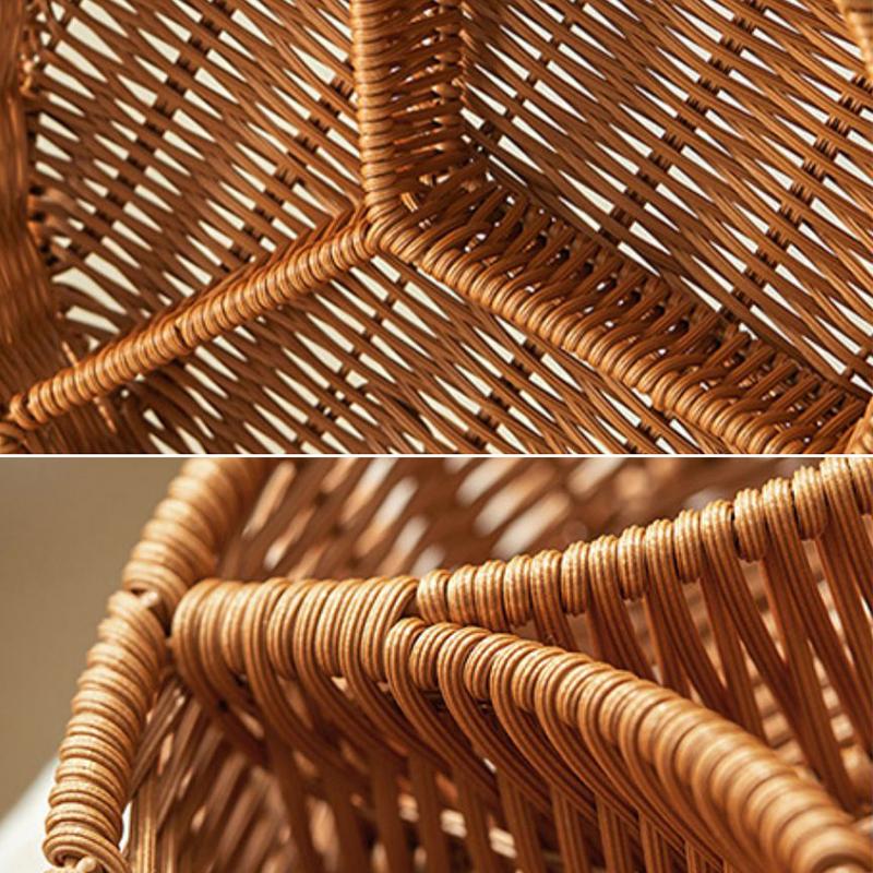 Plastic Rattan Food Fruit Tray Plate Handwoven Storage Basket Picnic Afternoon Tea Snack Plate Kitchen Compartment Tray