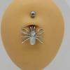 316L Chirurgenstahl Spinne Strass Bauchnabelring Weiß/Schwarz Dangle Körperpiercing Bauchnabelringe