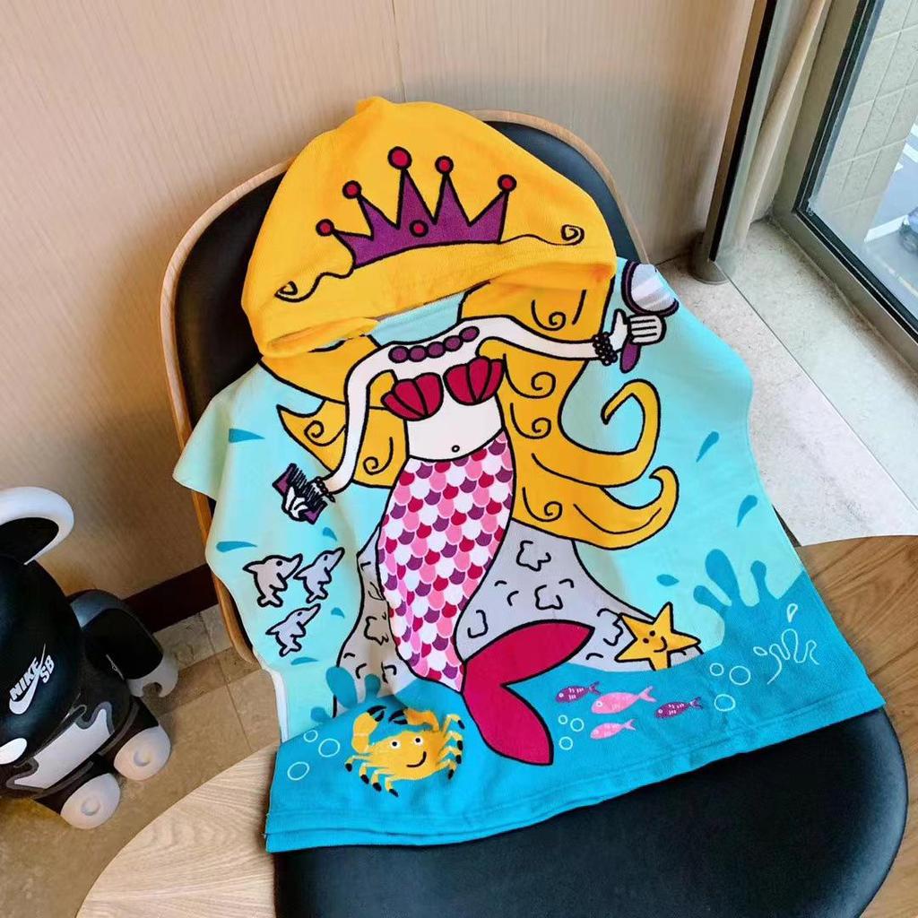 Adorable Cartoon Baby Bath Poncho - Soft, Skin-Friendly, Non-Shedding, Quick-Dry, Absorbent Towel