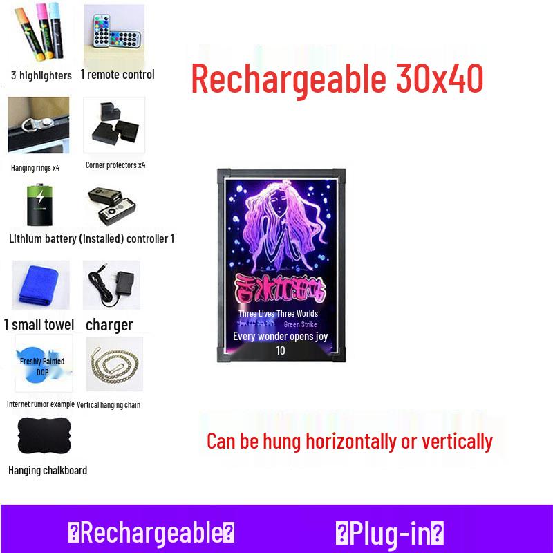 LED Blackboard Stall Display Sign - Luminous Advertising Menu Board