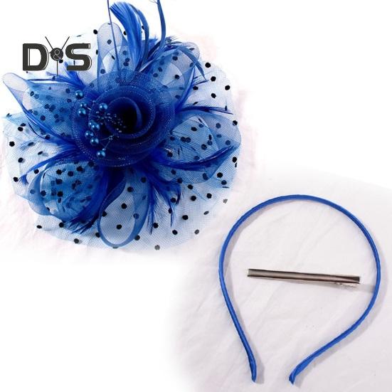 Retro Style Headdress Flowers Feathers Beads Decor Party Hair Hoop Dual-Purpose Hair Clip Band Hair Decoration