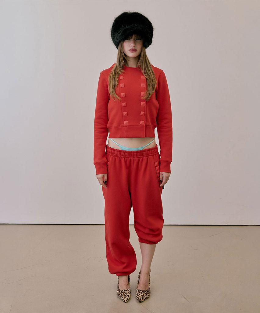 SCULPTOR Napoleon Stud Sweatpants Red