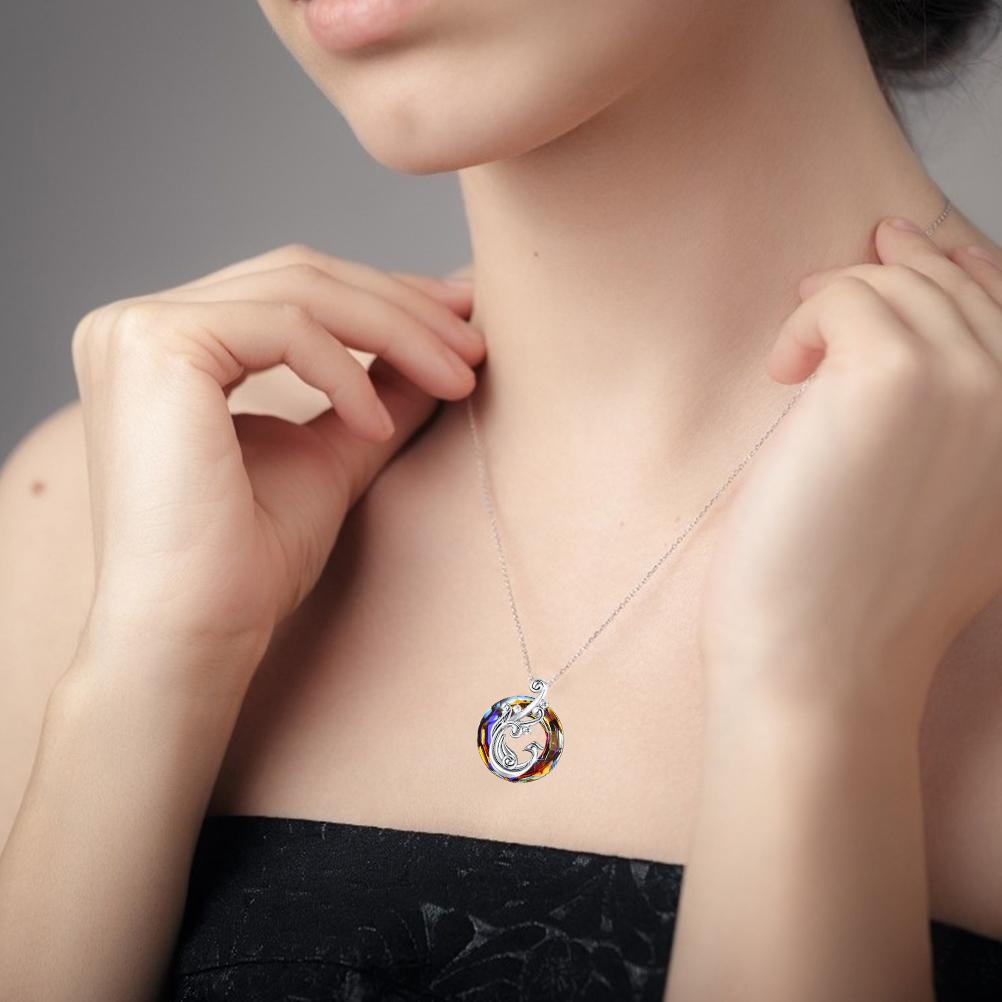 Colorful Crystal Jewelry Phoenix Necklace Pendant Rings for Women Girls Jewelry Gifts