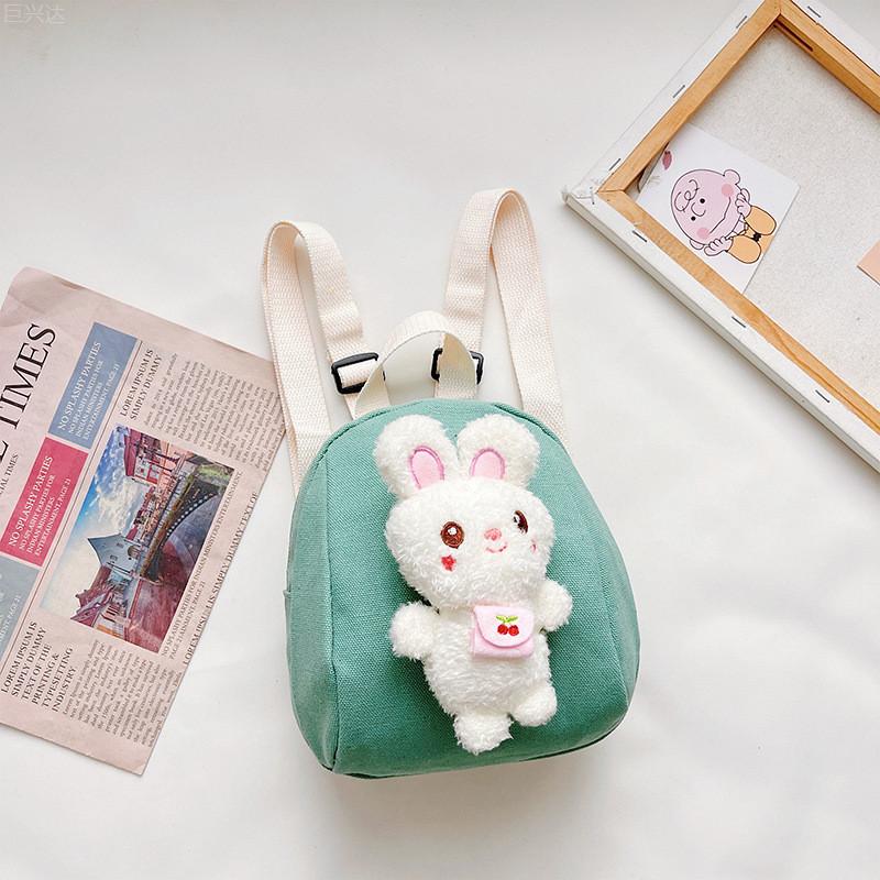 Adorable Children's Mini Backpack Soft Plush Rabbit Design Lightweight Shoulder Bag