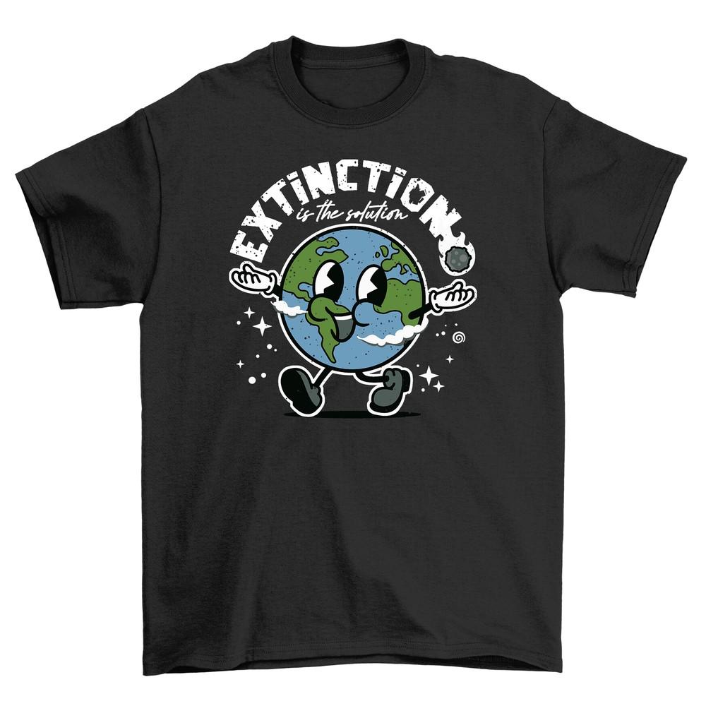 

Extinction is Solution, Funny Earth Cartoon T-shirt - Save the Planet in Style! 2XL