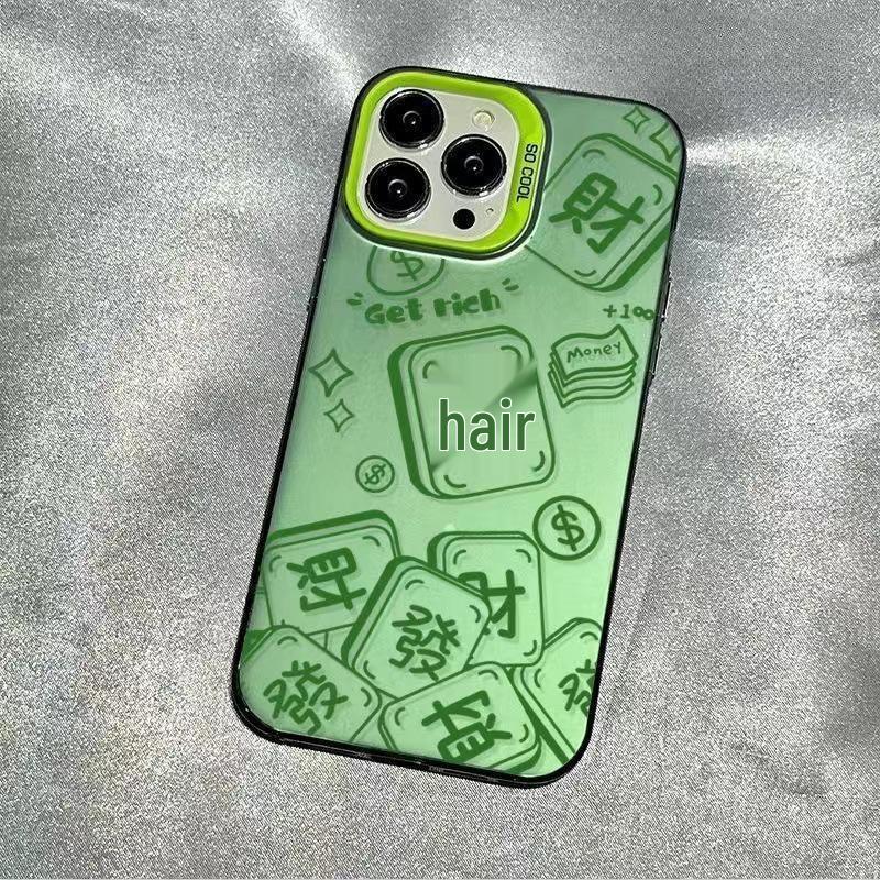 Mahjong Fa Cai Silberne Handyhülle für iPhone 12 Pro Max/13/14/16/17, 15 Farben verfügbar, Grenzüberschreitende Nische.
