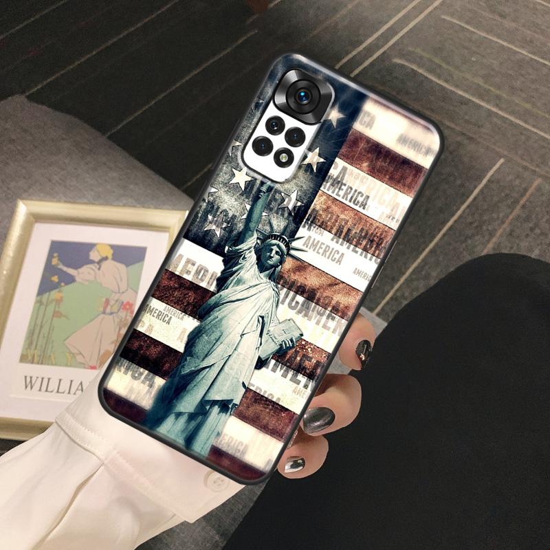 America Flag Statue of Liberty Funda For Xiaomi Redmi Note 14 13 Pro 9 10 11 12 Pro 10S 11S 12S Redmi 14C 13C 10C 12C Case