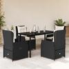 VidaXL Garden Dining Set Cushions 5pcs Black Wicker 3262835