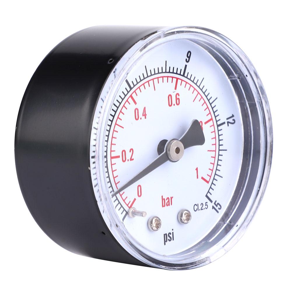 Pressure Gauge 50mm 1Celsius8 BSPT Back Connection for Water Oil Gas (0-15PSI 0-1Bar)