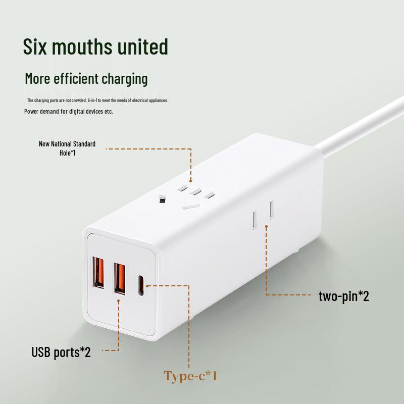 Compact Travel Power Strip with USB & Extension Cord for Home, Dorms & Offices