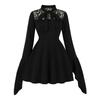 Women's Clothing, Heavy Embroidery, Lace Patchwork, Bow, Bat-sleeve Dress, Performance Costume