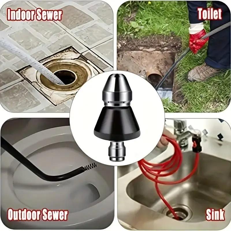 Metal 1/4"Quick High Pressure Washer 6 Jet Nozzle Universal Washing Machine Drain Pipe Dredging Cleaning Nozzle