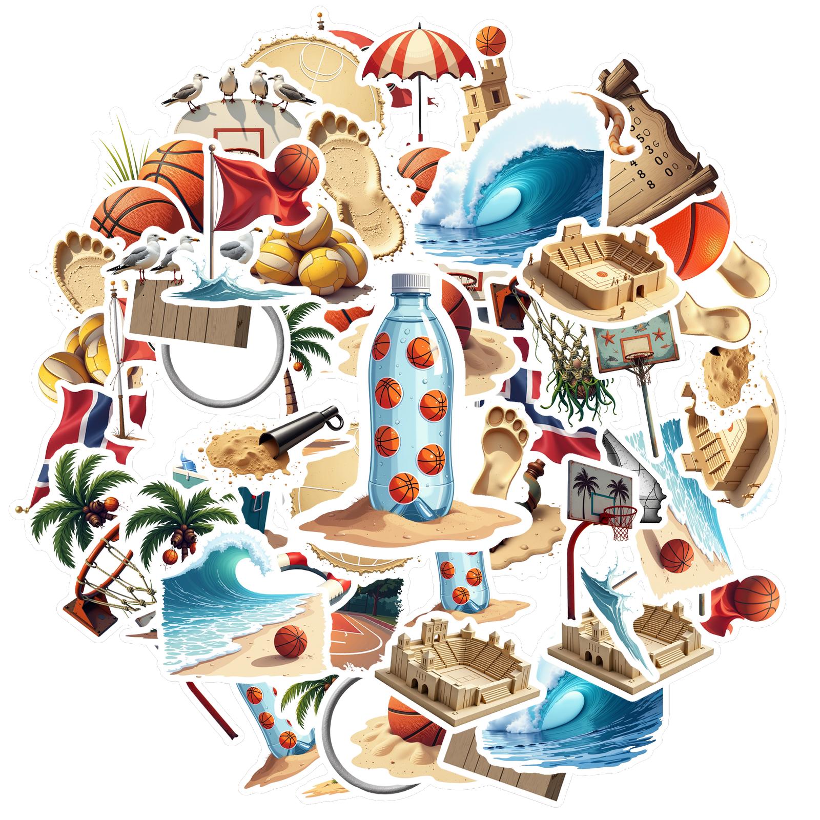 

35pcs-70pcs Realistic Stickers Vivid Stationery Stickers Basketball Stickers For Notebook Luggage Mobile Phone Cup Guitar DIY