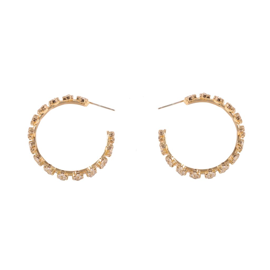 European and American fashion exquisite creative full diamond geometric C letter stud earrings versatile daily temperament wear women