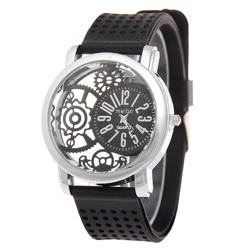 Simple And Transparent Hollow Retro Silicone Polka Dot Watch, Women S Silicone Watch