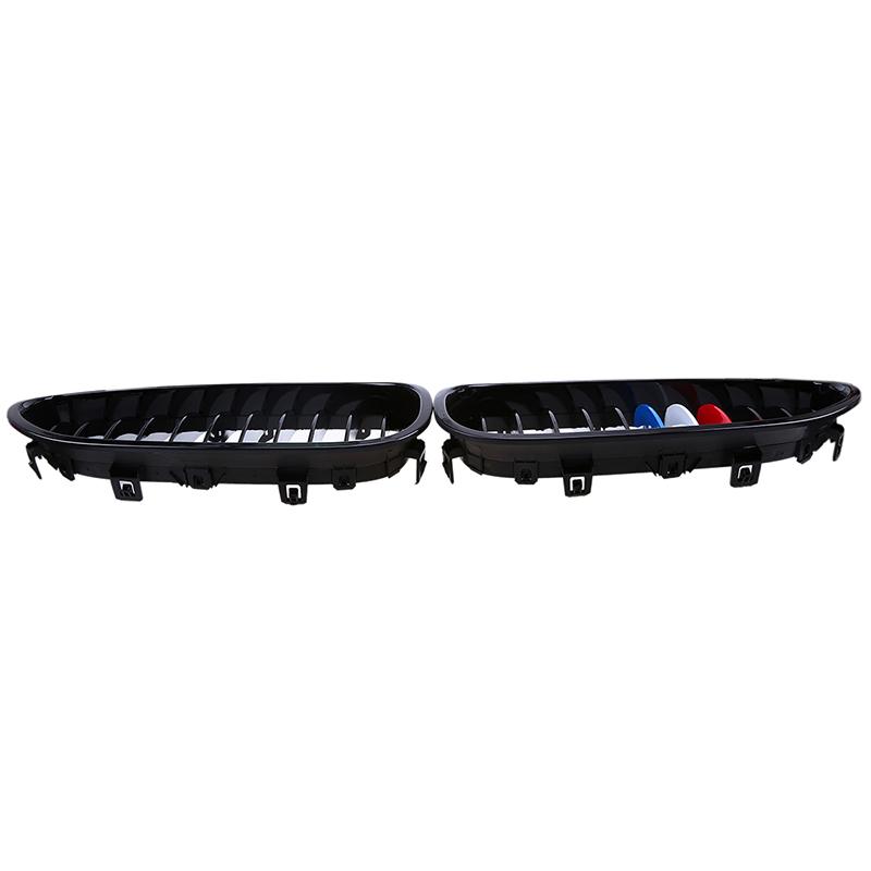 2Pcs Car Front Bumper Center Hood Kidney Grille Racing Grill for BMW 5-Series E60/E61 M5 2004 2005 2006 2007 2008 2009 2010 2011