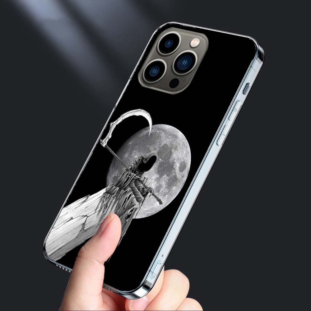 Tod Sensenmann Schädel Handyhülle Für Iphone 16E 15 Pro 14 Plus 17E 16 17 Pro Max Air 11 12 13 Mini Stoßfest Capa Niedlich Cov